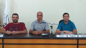 Mesa diretora de 2019,Vereador Tadeu Machado Presidente, Vereador Joel Oliveira Vice-Presidente e Vereador Dionathan Farias Secretário